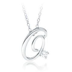 Letter O Name Initial Necklace with Cubic Zirconia