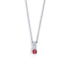 Attract Trilogy Round Pendant with Swarovski Ruby and Clear Crystals Rhodium Plated